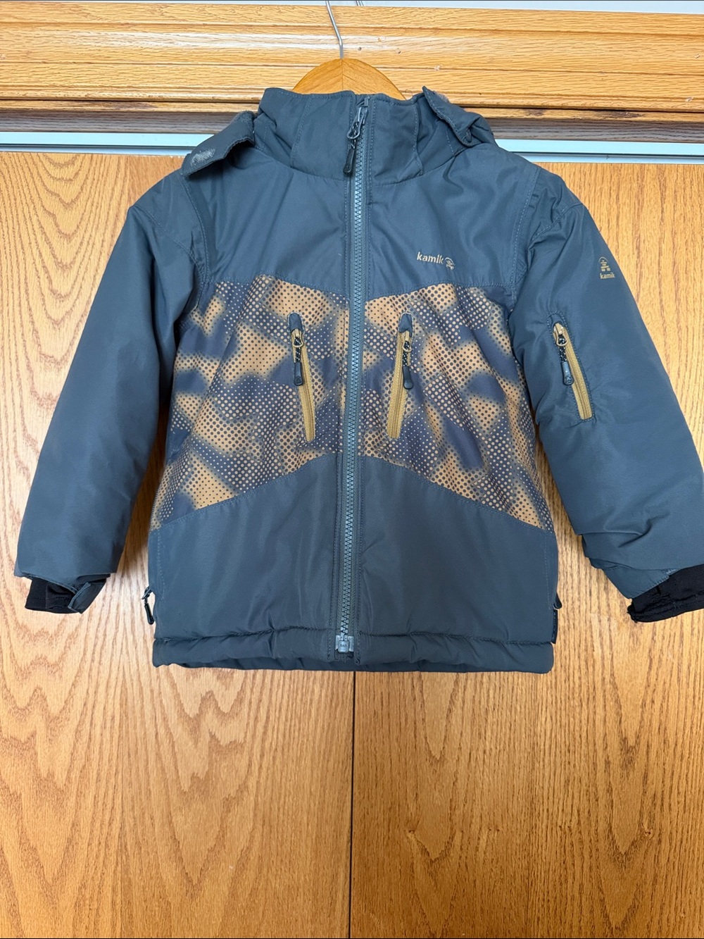 Kamik Kids Gray Jacket with Tan Accent Panels